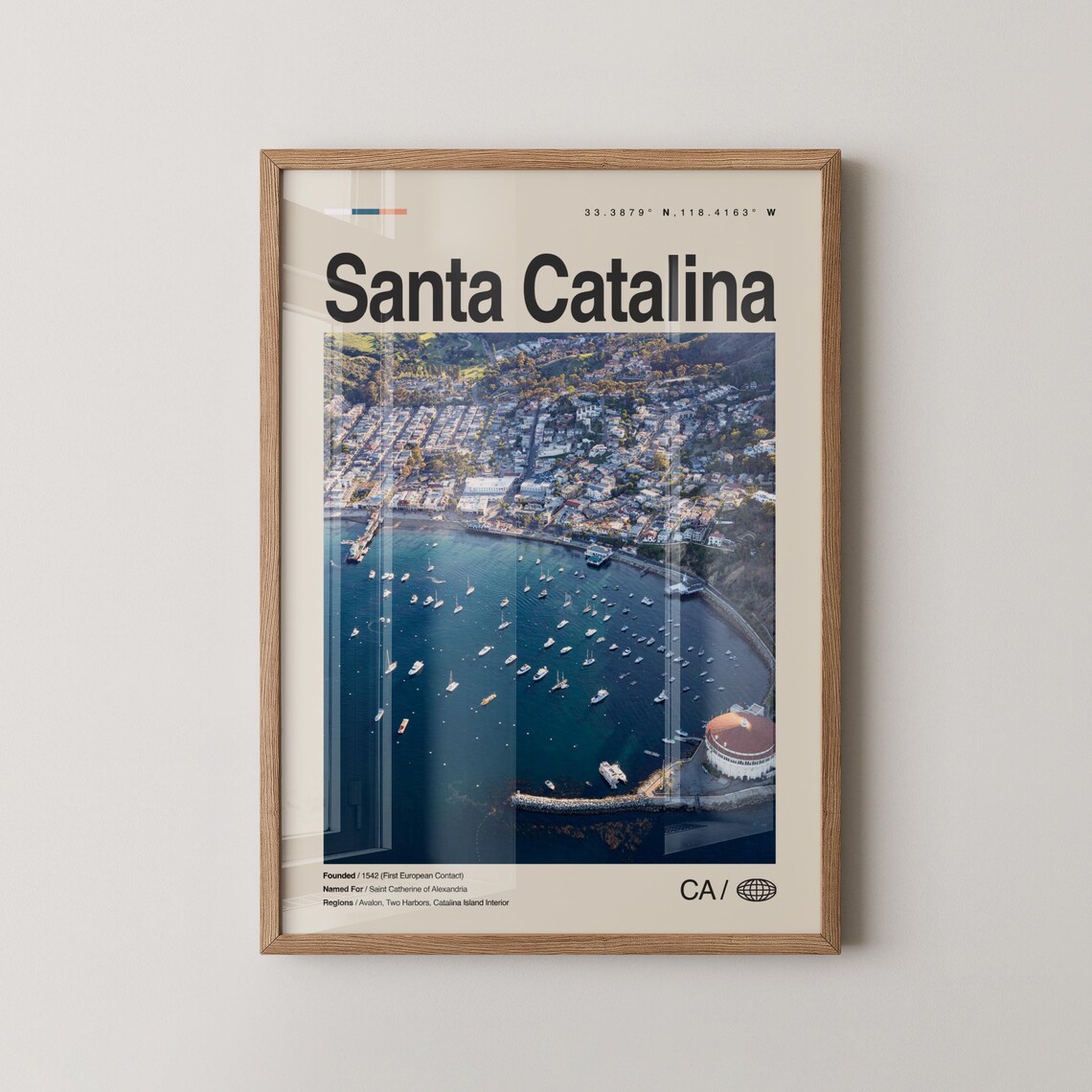 Santa Catalina Christmas Travel Poster, Avalon Bay