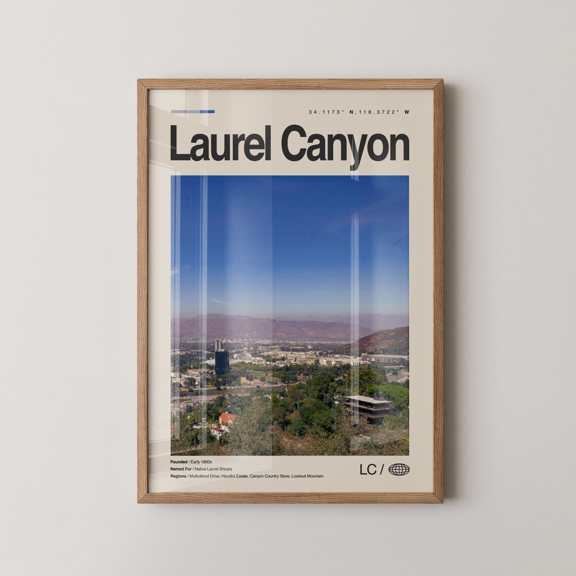 Laurel Canyon California Valley View Mulholland Travel Poster