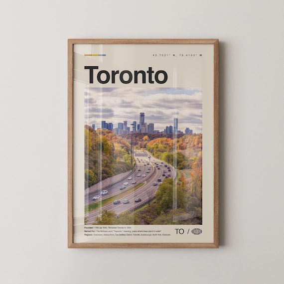 Toronto Autumn Highway Skyline Coordinates City Photo Travel Poster