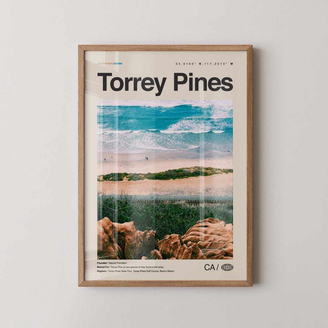 Torrey Pines Ocean Waves Cliffs Beach Overlook San Diego Poster