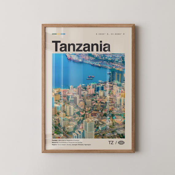 Tanzania Print Wall Art Poster Photo Decor Dodoma Dar Es Salaam Africa