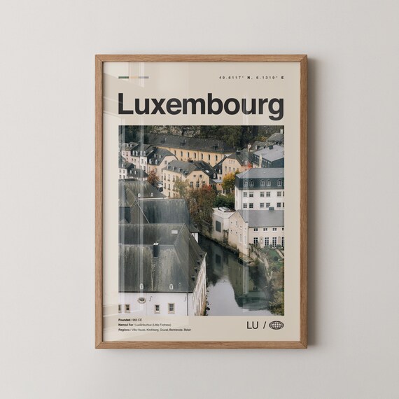 Luxembourg Print No 2 Wall Art Poster Photo Dcor Map
