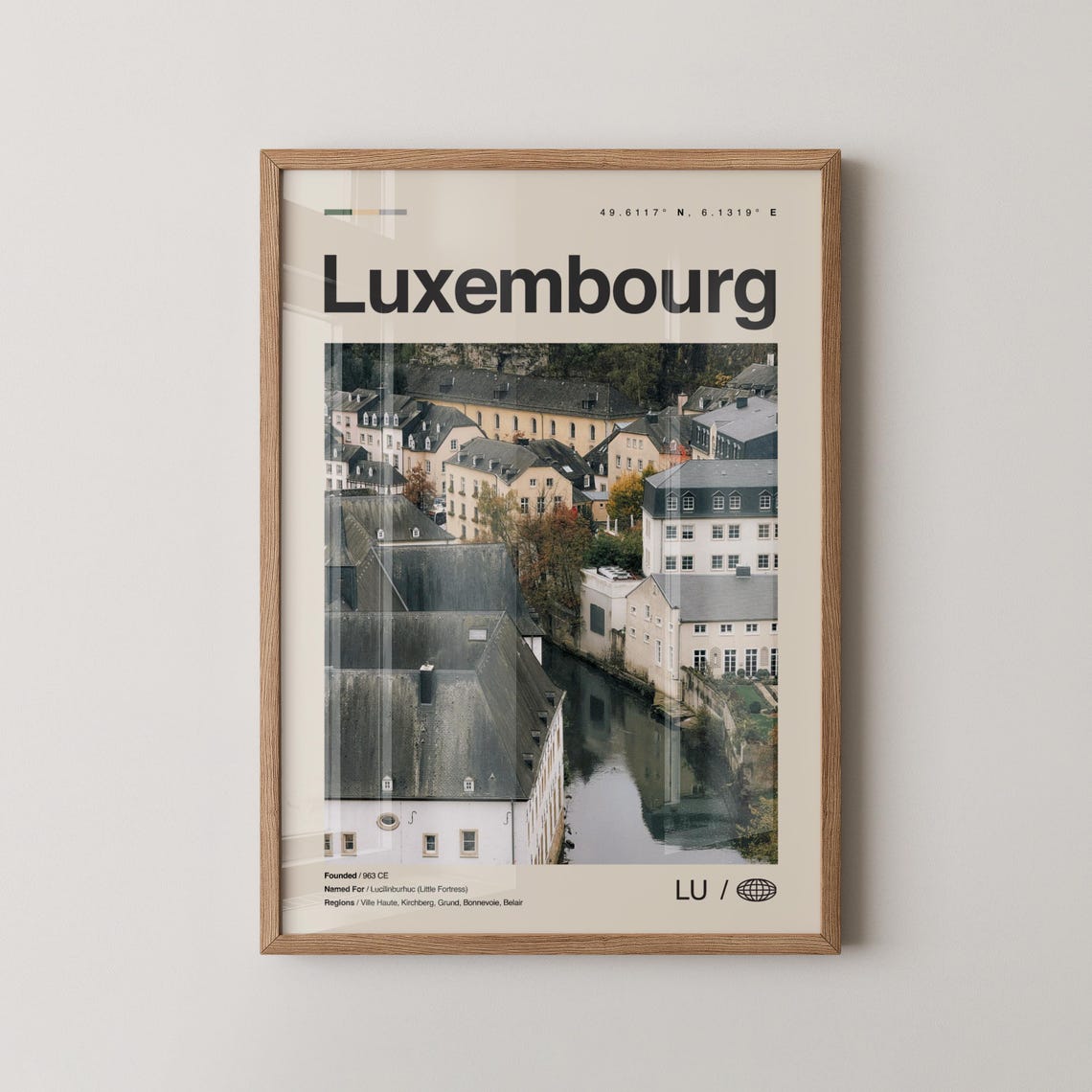Luxembourg Print No 2 Wall Art Poster Photo Dcor Map