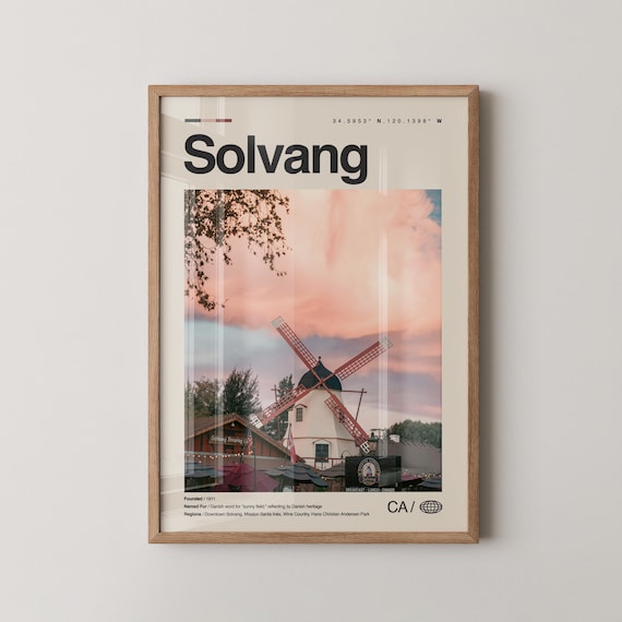 Solvang California Danish Windmill Heritage Town Travel Poster