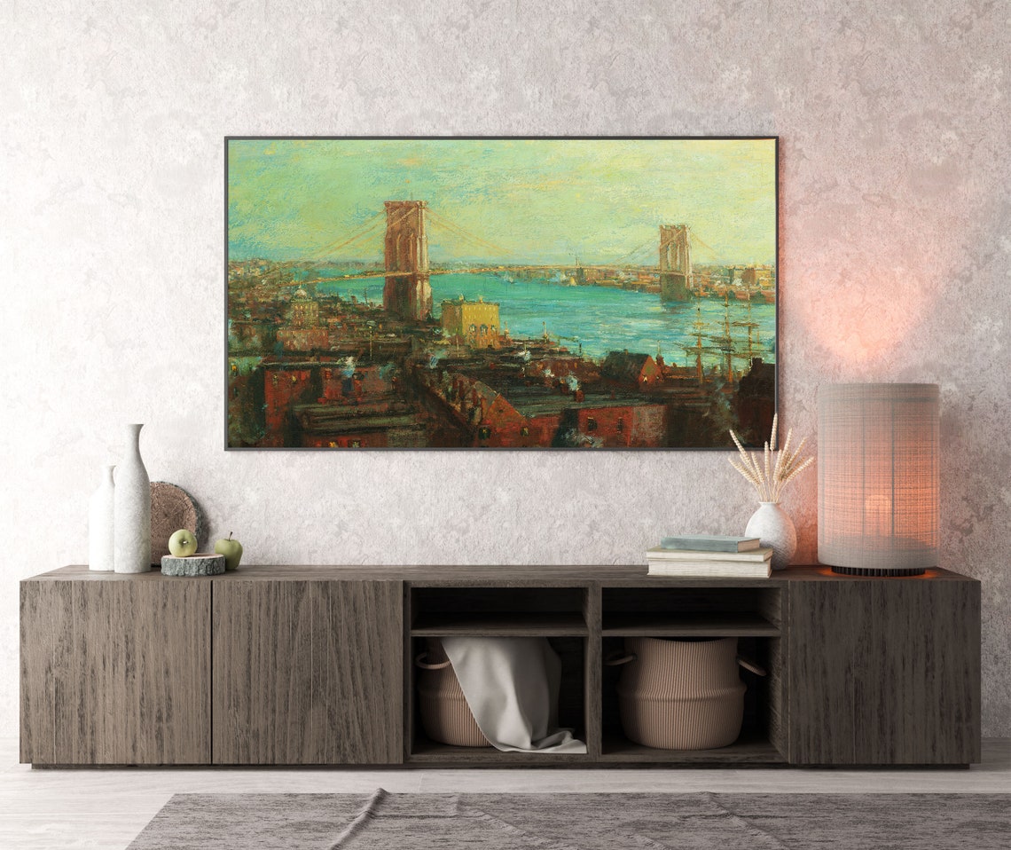 Brooklyn Bridge over the East River Vintage Cityscape Poster - Image 4