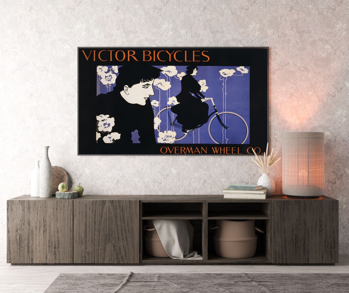 Victor Bicycles Overman Wheel Co Art Nouveau Bicycle Ad Poster - Image 4