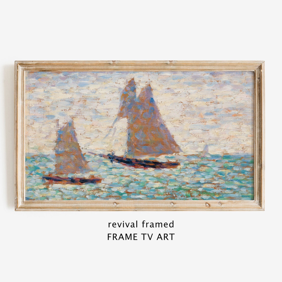 Pointillist Sailboats on a Sparkling Sea Vintage Painting Poster