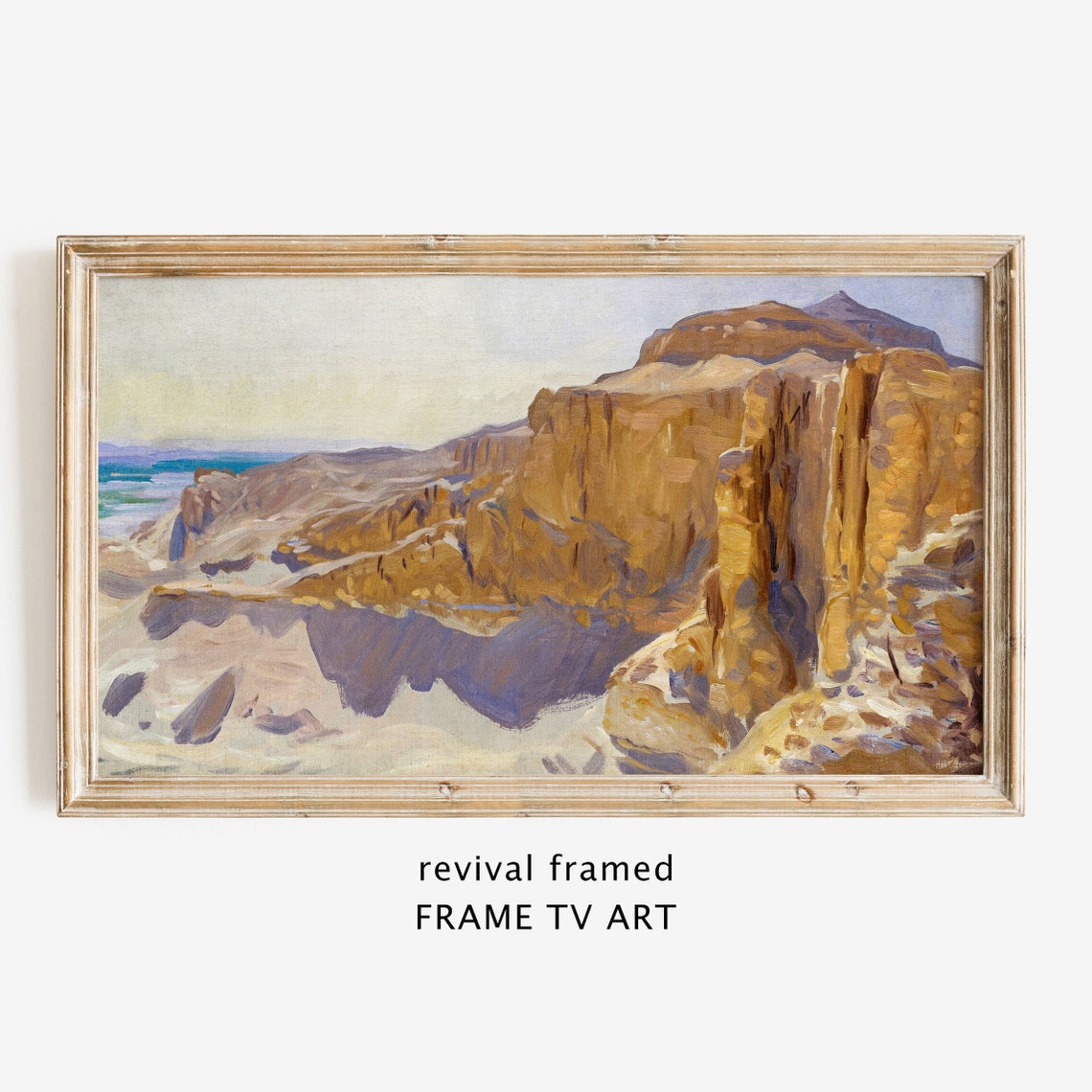 Golden Desert Canyon Ochre Cliffs Impressionist Landscape Poster