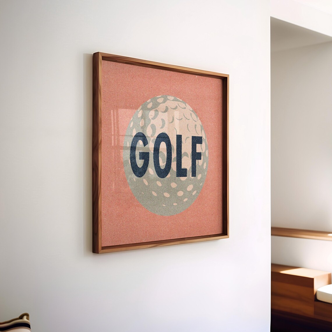 Retro Golf Ball Art Print, Vintage Golf Dad Gift