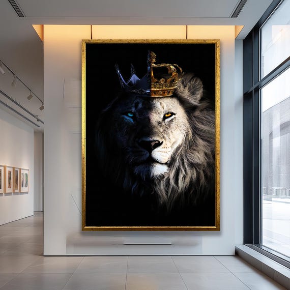 Dual Eye Color Lion Art Print, Mystical King