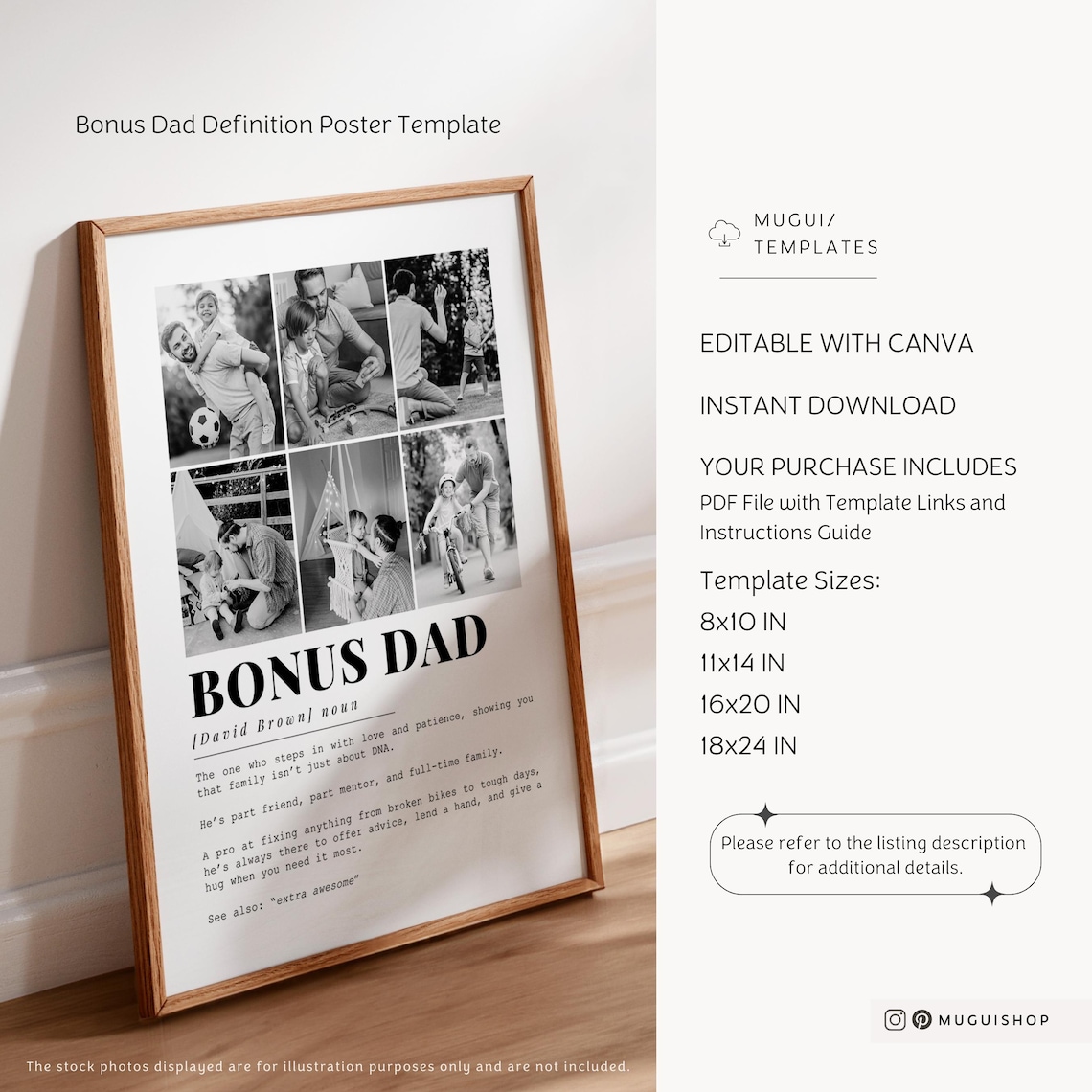 Bonus Dad Definition - Customizable Photo Art - Image 6