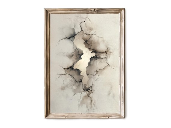 Minimalist Vertical Abstract Wall Art Neutral Ink Texture Modern Japandi Decor Calming Contemporary 149