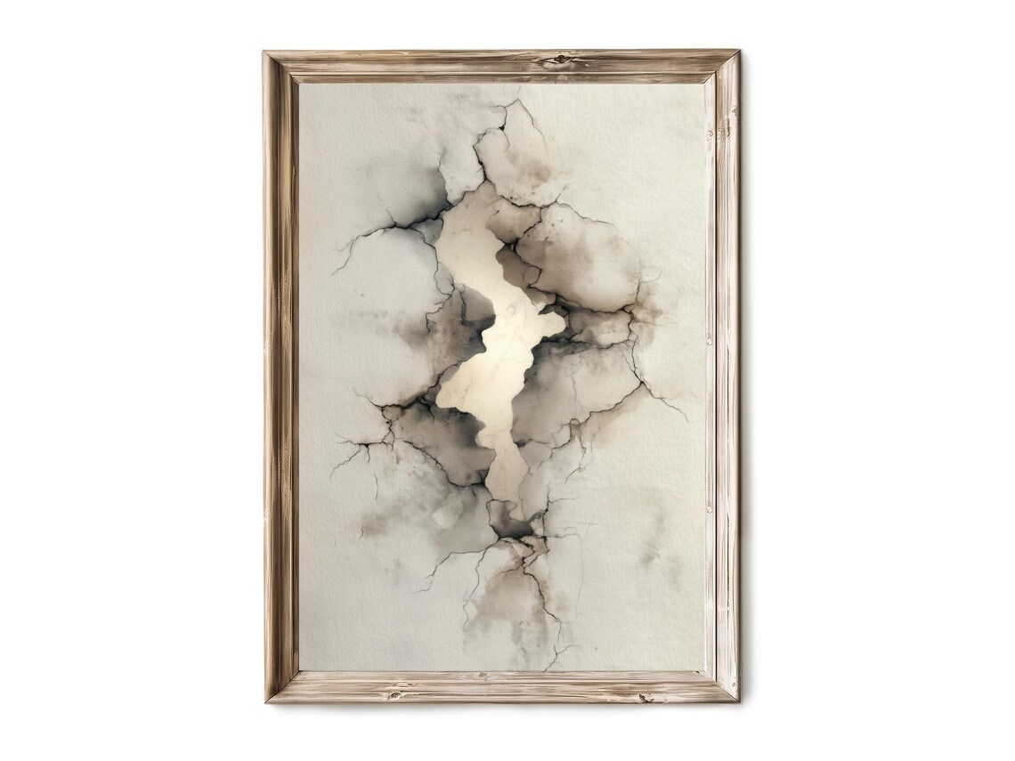 Minimalist Vertical Abstract Wall Art Neutral Ink Texture Modern Japandi Decor Calming Contemporary 149