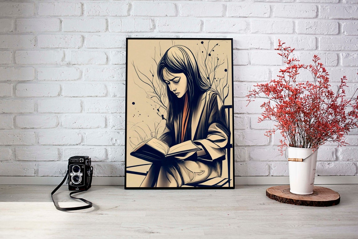 Chronicles Of An Odyssey Woman Reading Poster Set Of 1 Art For Living Room Decoration Feminist Coloring Print Womens Day - Image 2