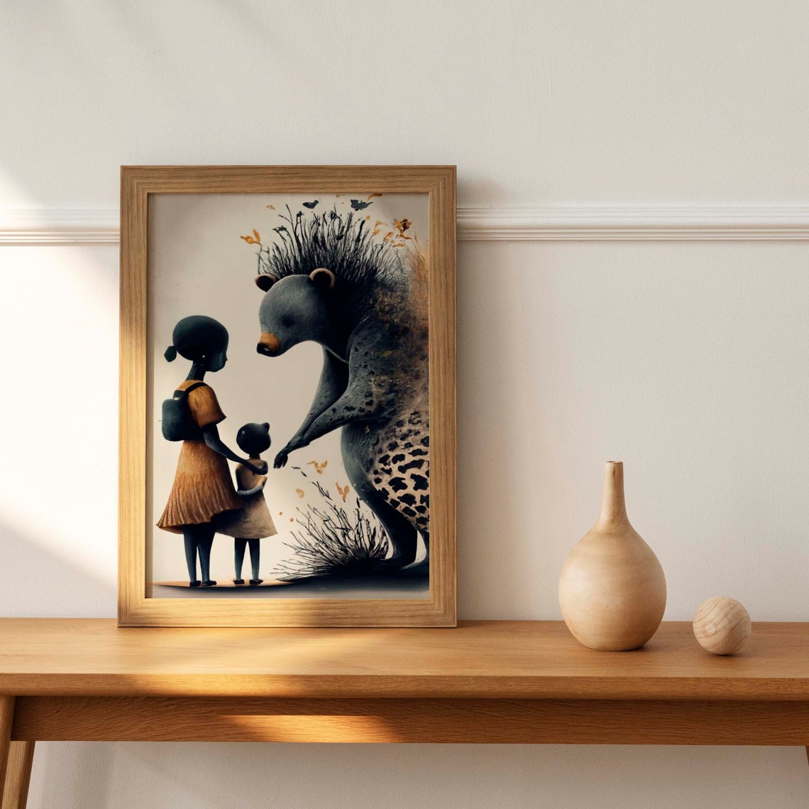 Contact With Wildlife Illustration Poster Set Of 1 Image Room Art Decor Black Women Empowerment Womens Day Afroamerican Women Art - Image 2