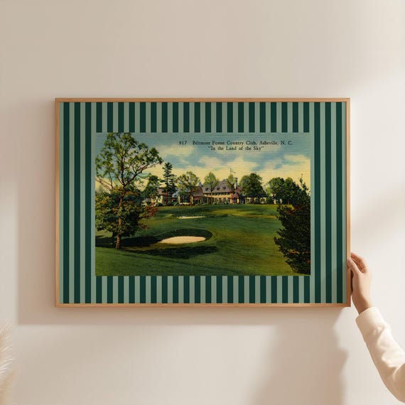 Golfers Print North Carolina Art Retro Gift For Golfer Dad Horizontal Vintage Office Decor Golf Poster Masters Biltmore