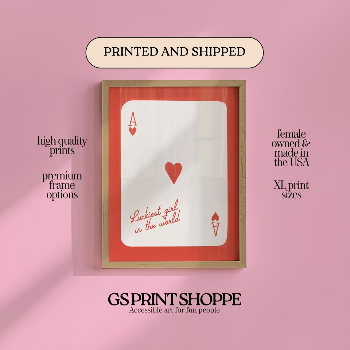 Luckiest Girl In The World Ace Playing Card Vertical Red Art Print
