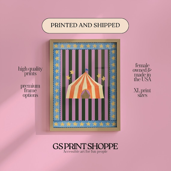Circus Tent Big Top Striped Carnival Kids Room Circus Poster