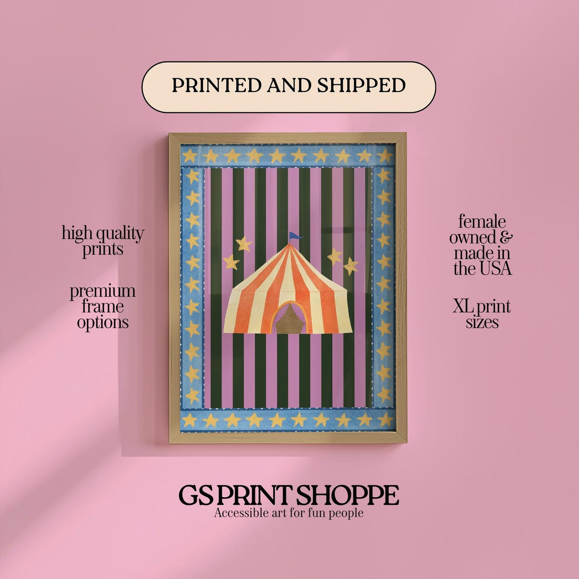 Circus Tent Big Top Striped Carnival Kids Room Circus Poster