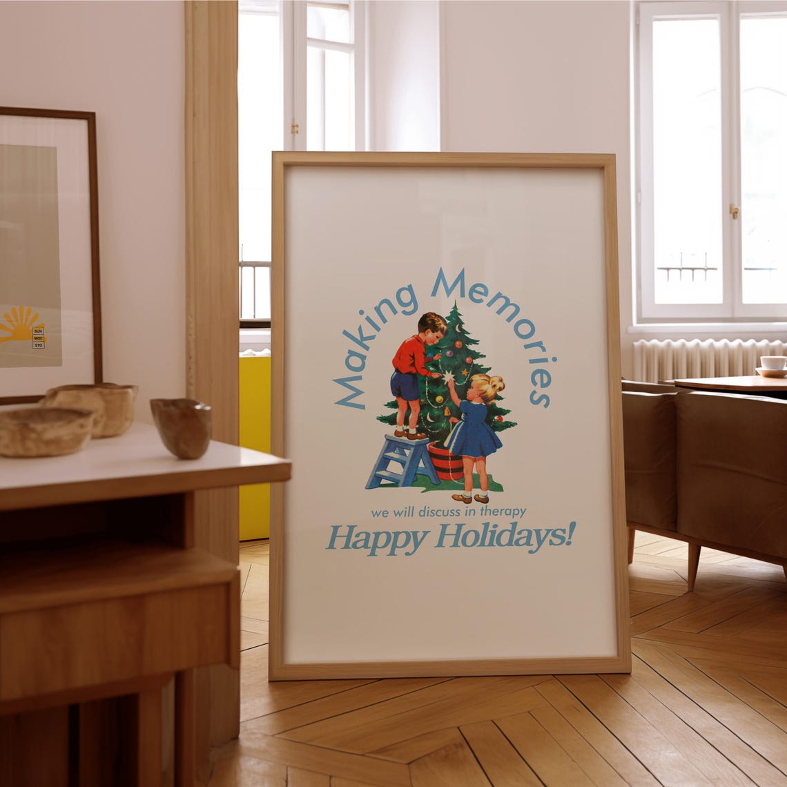 Making Memories Kids Tree Therapy Funny Holiday Christmas Retro Poster