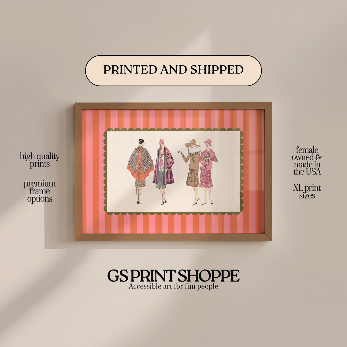 Four Vintage 1920s Fashion Illustration Poster Women Retro Style Art