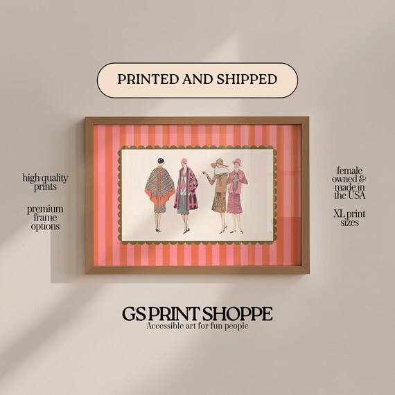 Four Vintage 1920s Fashion Illustration Poster Women Retro Style Art