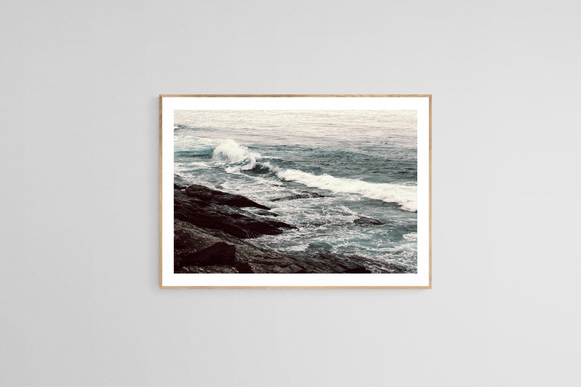 Maine Ocean Beach Art Print, Coastal Photograph