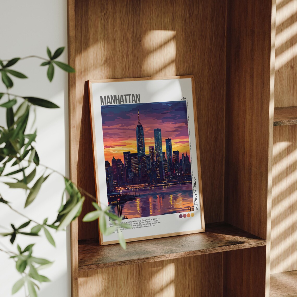 New York City Print Retro Manhattan City Skyline Poster Empire State Skyscraper Wall Art Vintage Travel Decor Travel City Poster - Image 3