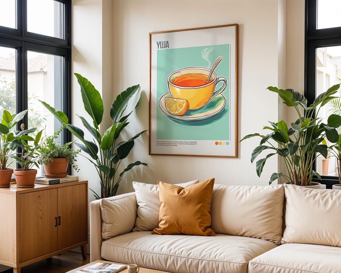Yuja Korean Citrus Tea Cup Yellow Minimalist Kitchen Art Poster - Image 7