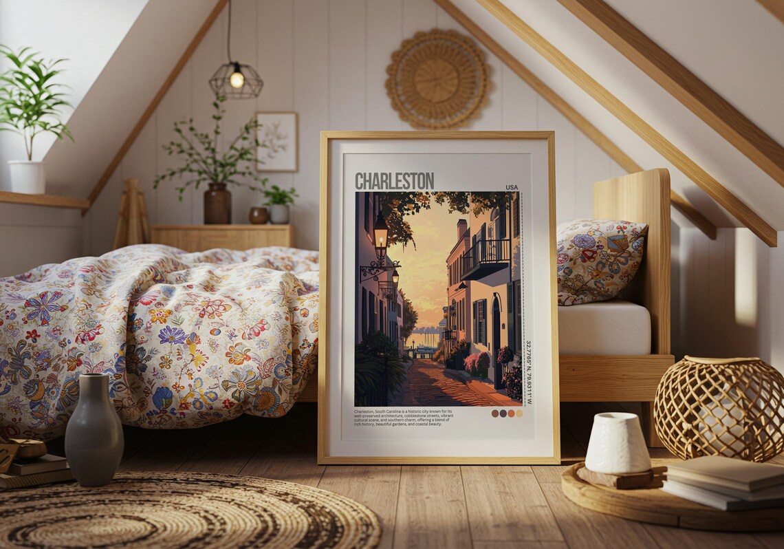 Charleston South Carolina Historic Street Sunset Travel Poster - Image 5