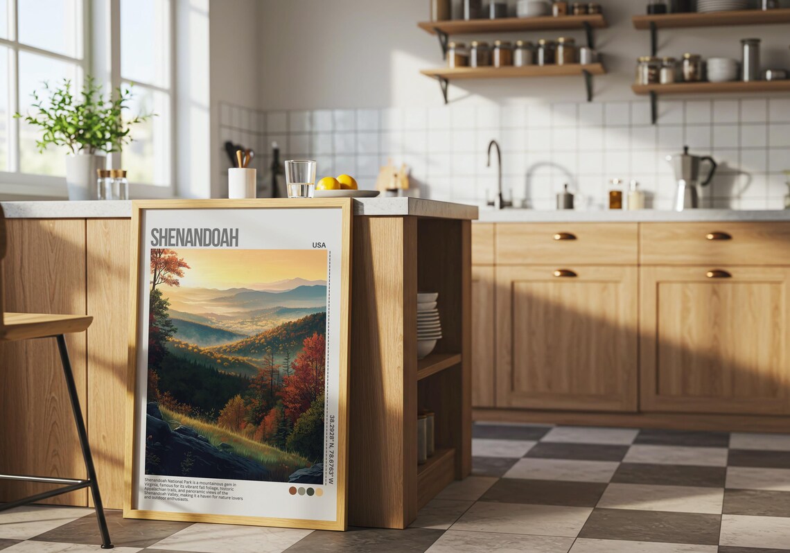 Shenandoah Virginia Sunset Valley Mist National Park Travel Poster - Image 2