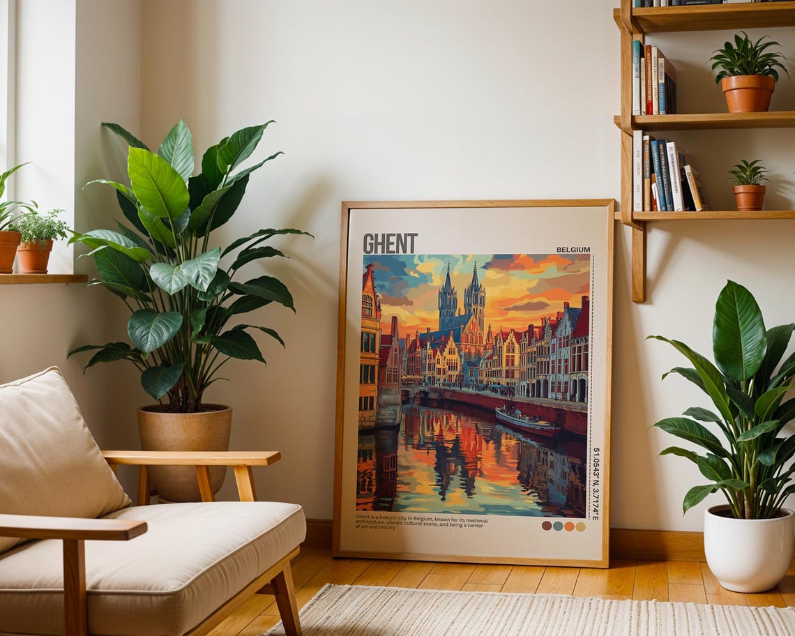 Ghent Print Belgium Wall Art Watercolor Painting Ghent Art Belgian Art Belgium Cityscape Belgium Decor Europe Print Travel Gift - Image 6