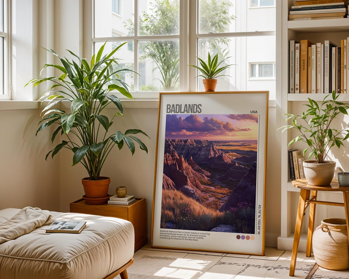 Badlands Travel Poster South Dakota Art South Dakota Print Badlands Poster National Park Poster Nature Poster Badlands Art - Image 7