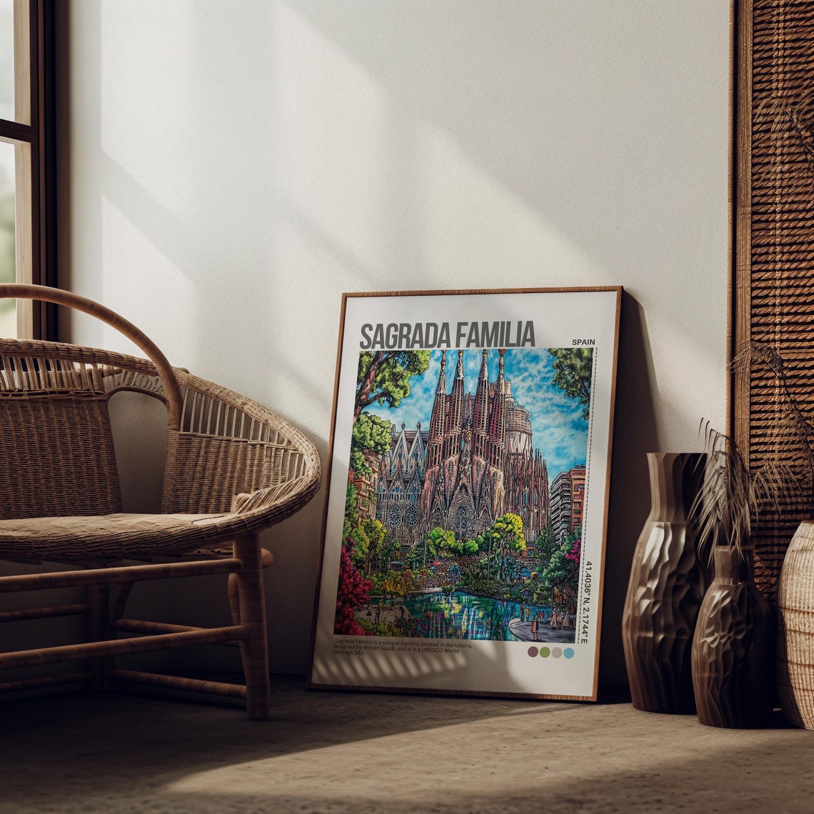 Sagrada Familia Spain Travel Poster Barcelona Spain Poster Wall Art Barcelona Travel Wall Art Spain Travel Poster - Image 3