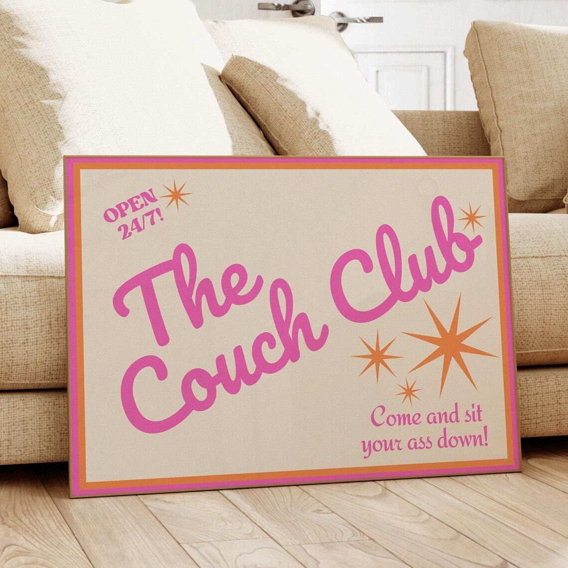 Couch Club Retro Bedroom Art Print, Y2K Humor