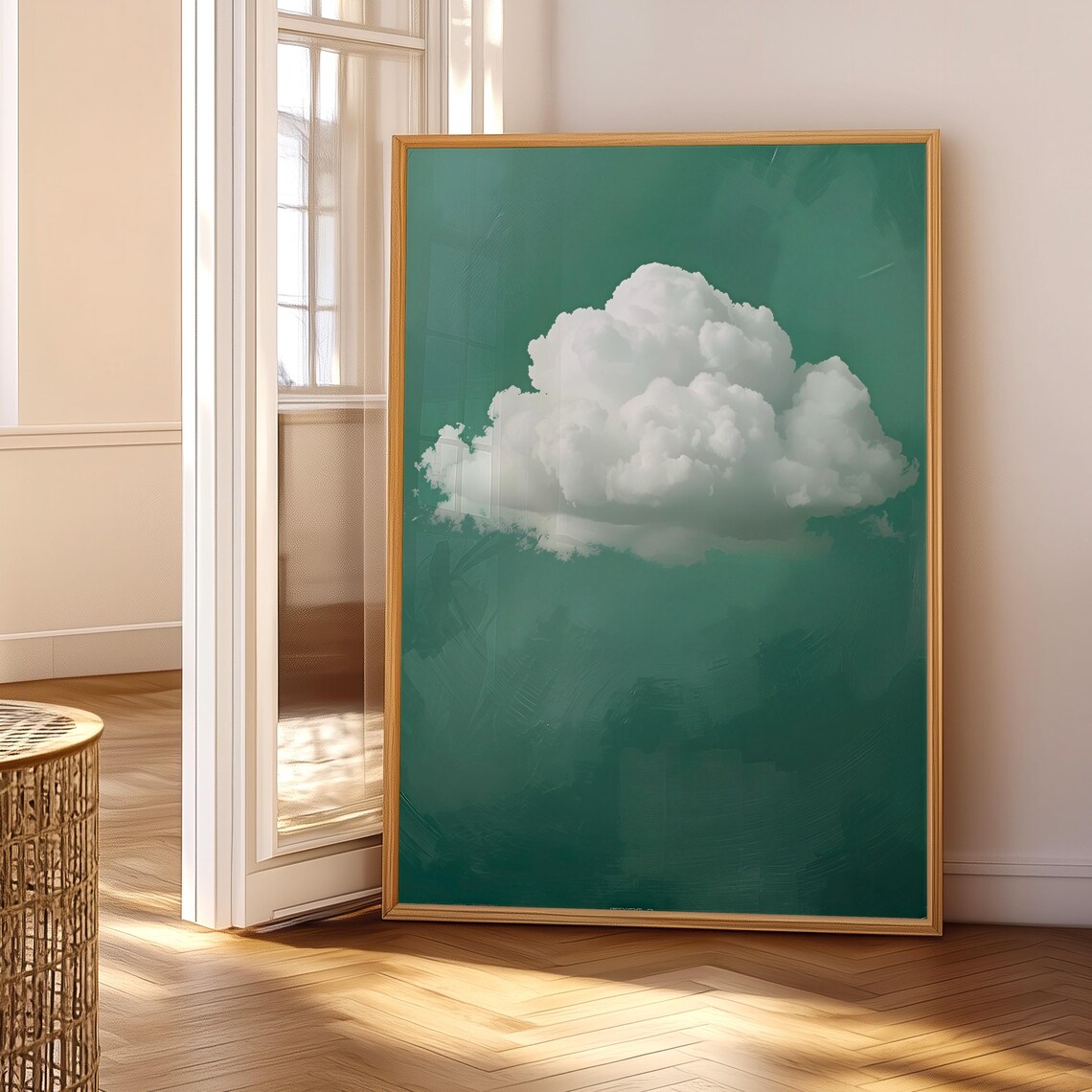 Emerald Green Cloud Minimalist Sky Art Print