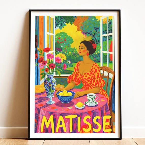 Matisse Style Woman At Breakfast Table Print Abstract French Art
