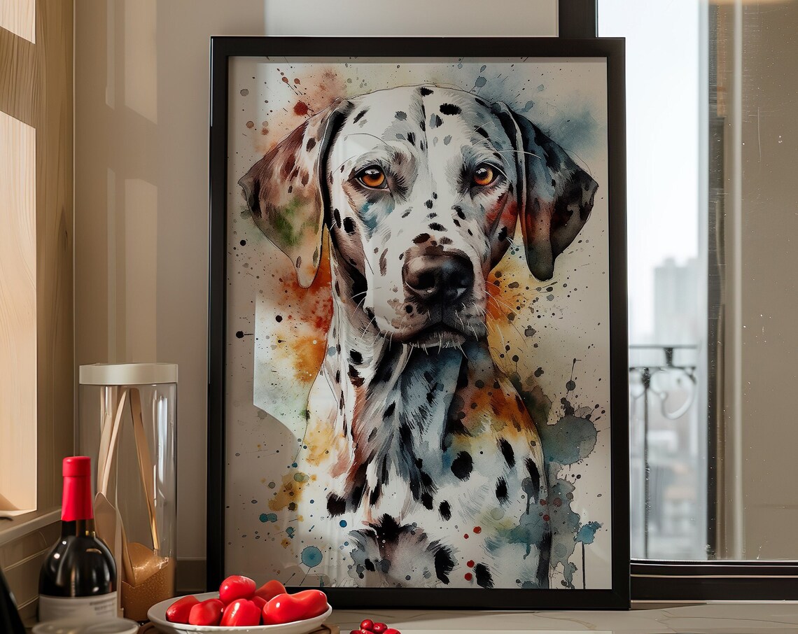 Dalmatian Dog Painting Wall Art Poster Gift Watercolor Colorful Animal Painting Illustration Nature Wall Art Home Decor Print