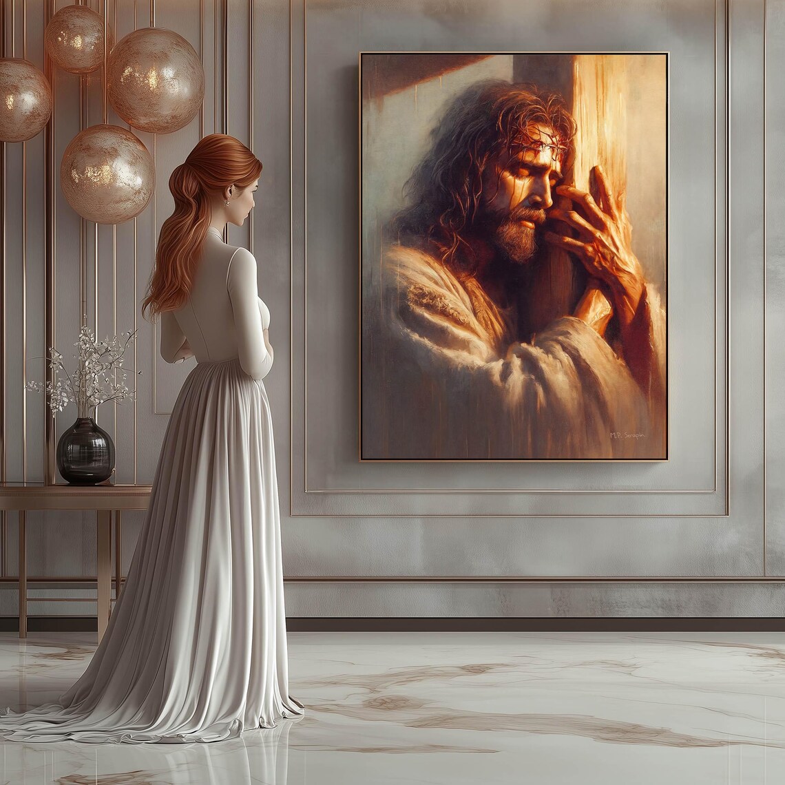 Jesus Carrying The Cross, Catholic Religious Art Print - Image 3