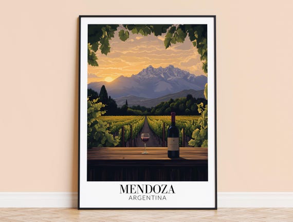 Mendoza Print Argentina Wall Art Poster Travel Home Decor Wedding Housewarming Gift Framed Or Unframed Personalised