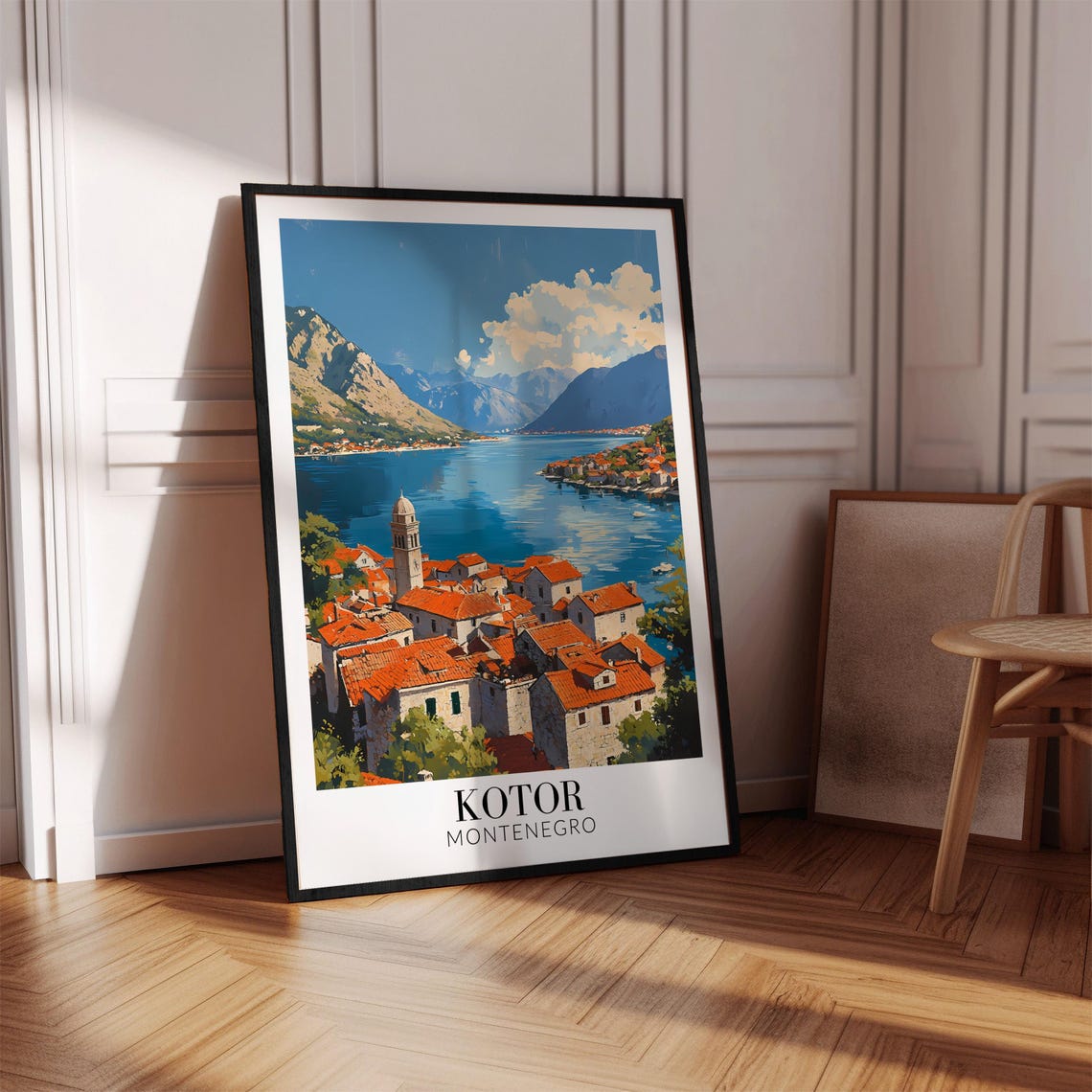 Kotor Montenegro Poster with Red Rooftop Old Town above the Blue Bay - Image 4