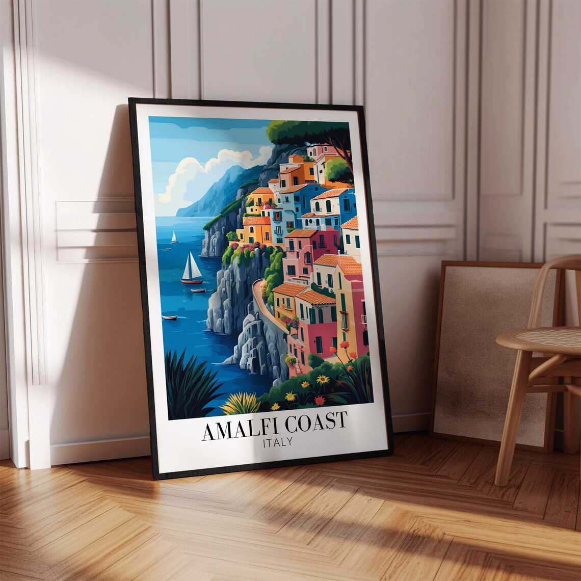Amalfi Coast Cliffside Village Colorful Houses Sea View Travel Poster - Image 3