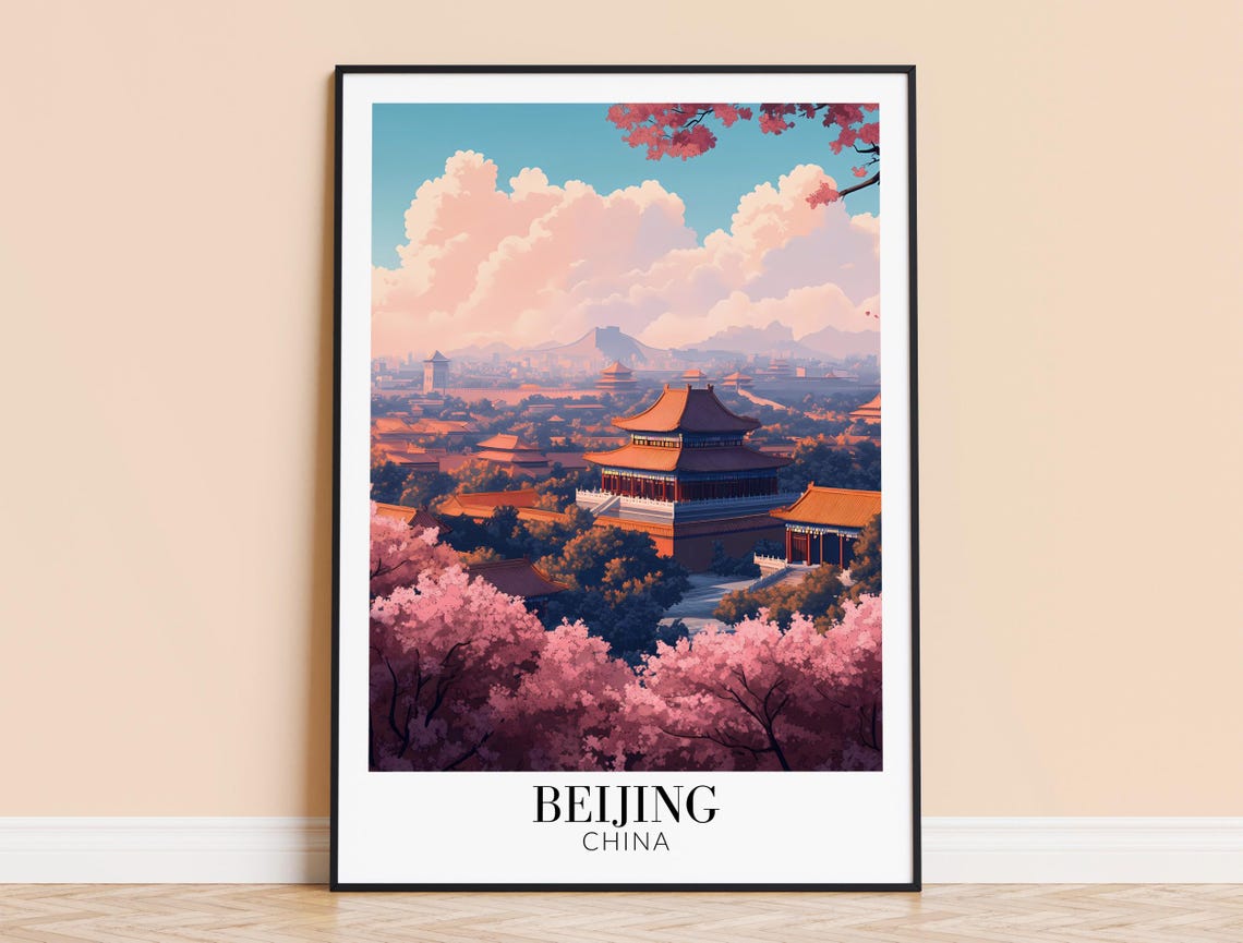Beijing Forbidden City Spring Blossom Panorama Imperial China Poster