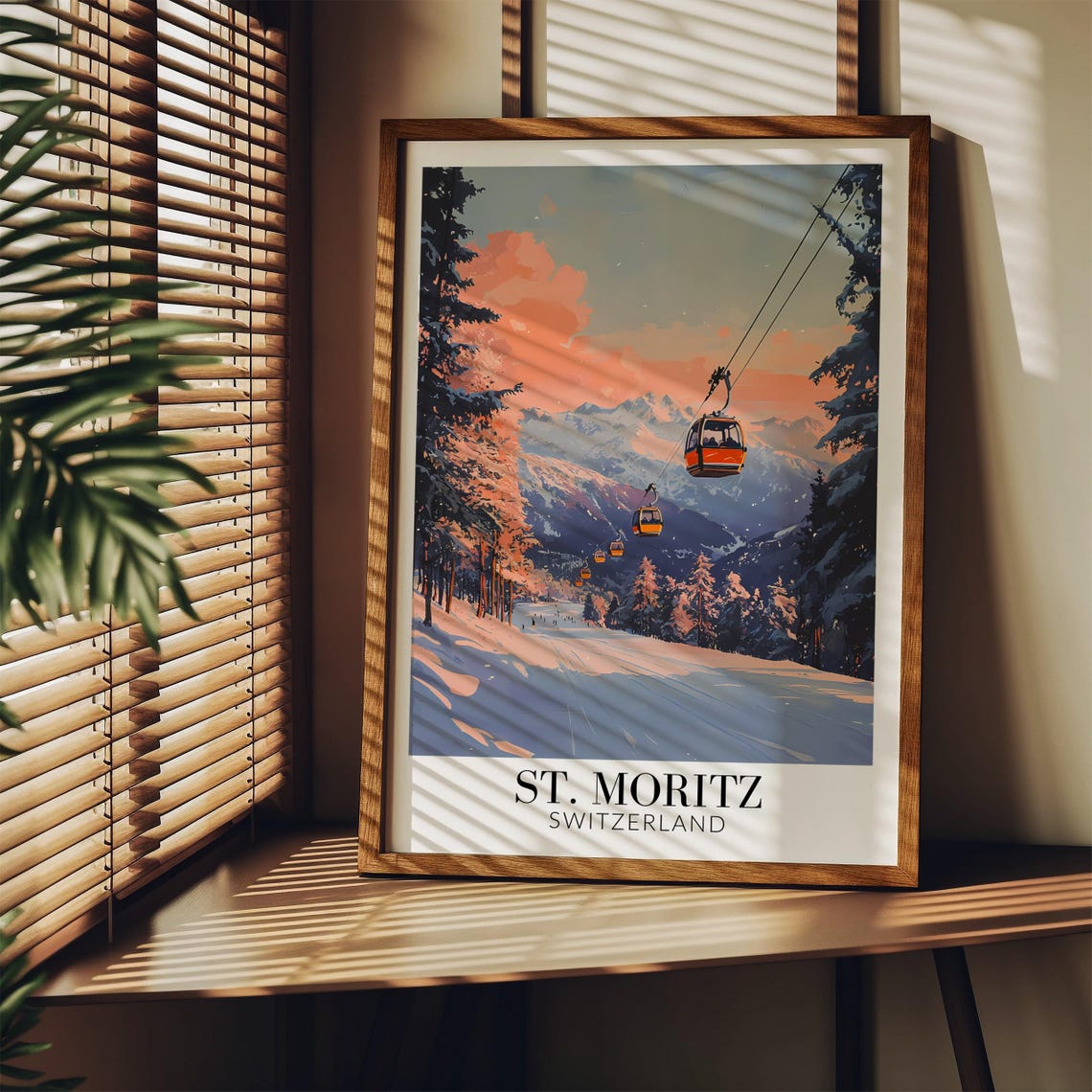 St Moritz Print St Moritz Switzerland Travel Wall Hanging Home Decoration Gift For Art Lovers St Moritz Wall Poster Art - Image 3