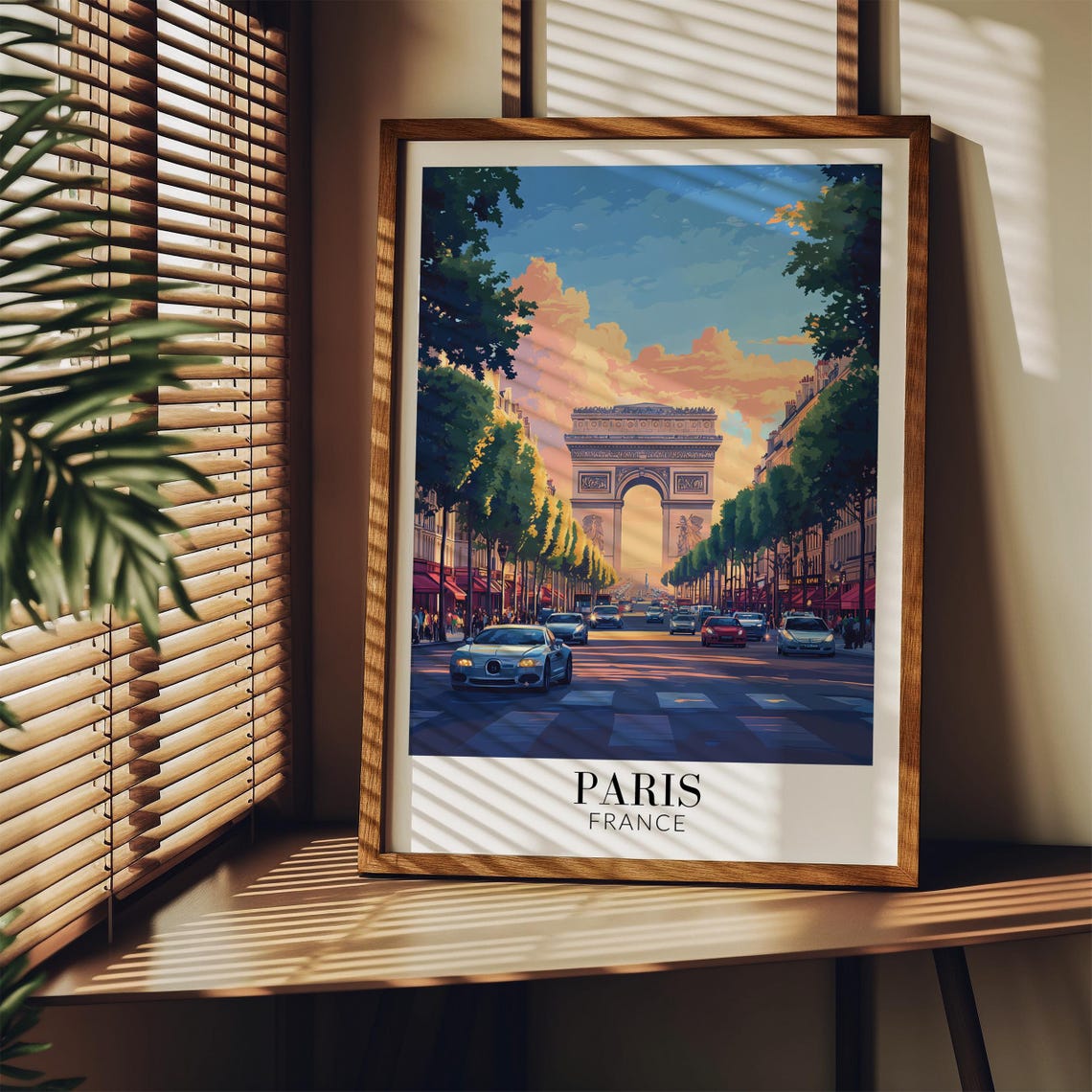 Paris France Arc de Triomphe Champs Elysees Sunset Travel Poster - Image 3