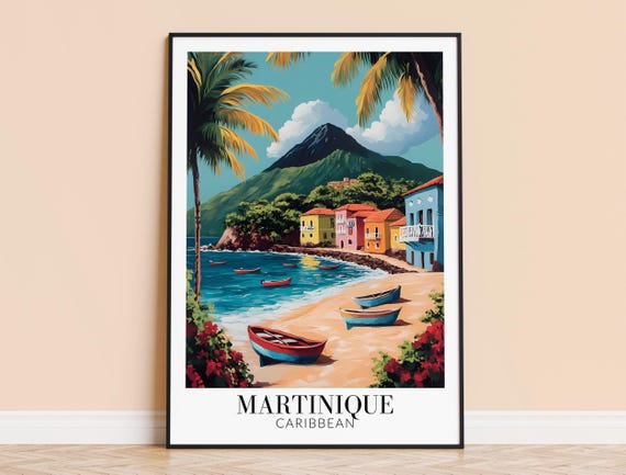 Martinique Print Caribbean Wall Art Poster Island Travel Home Decor Wedding Housewarming Gift Framed Or Unframed Personalised
