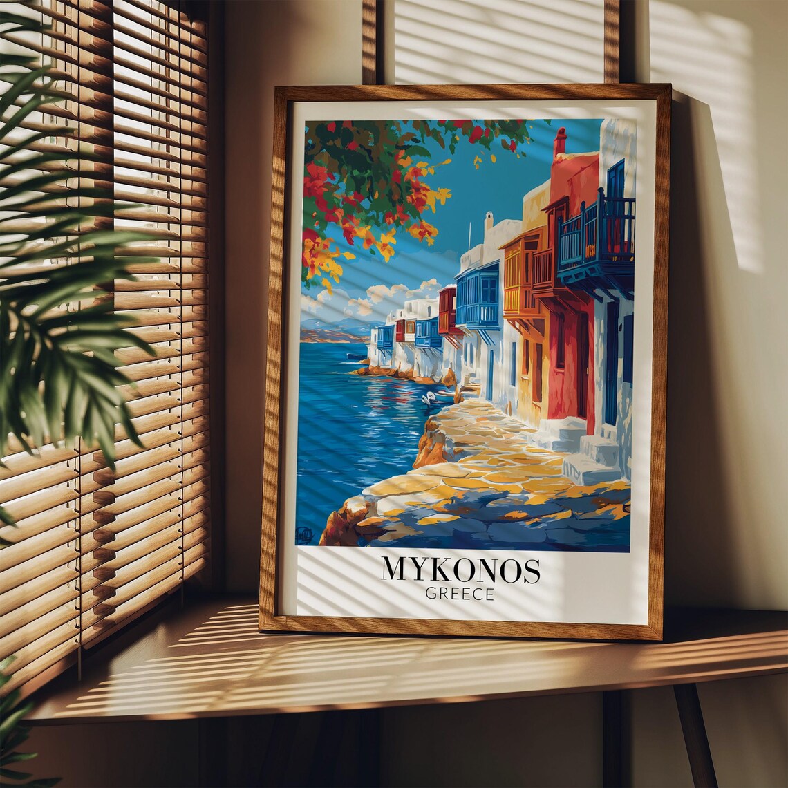 Mykonos Greece Colorful Little Venice Waterfront Travel Poster - Image 3