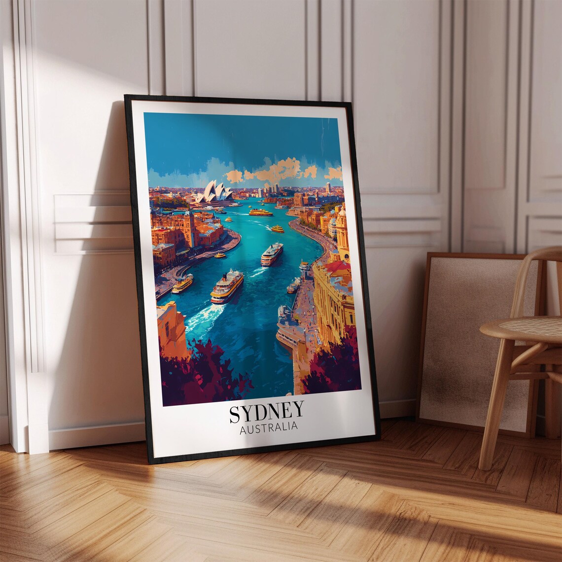 Sydney Harbour Colorful Ferries Aerial City Waterfront Travel Poster - Image 2