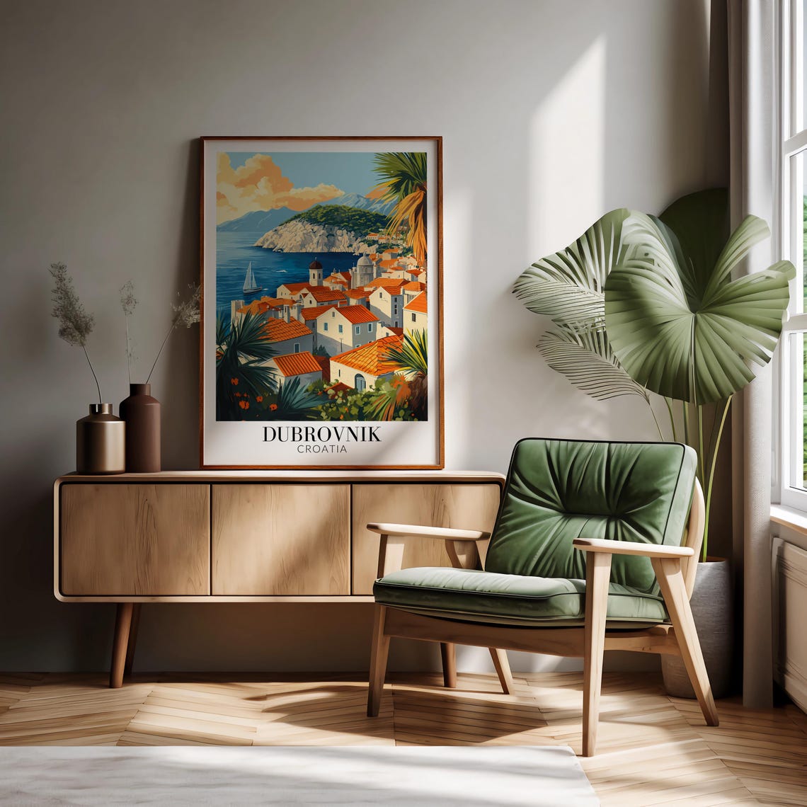 Dubrovnik Croatia Old Town Rooftops Harbor Island Travel Poster - Image 3