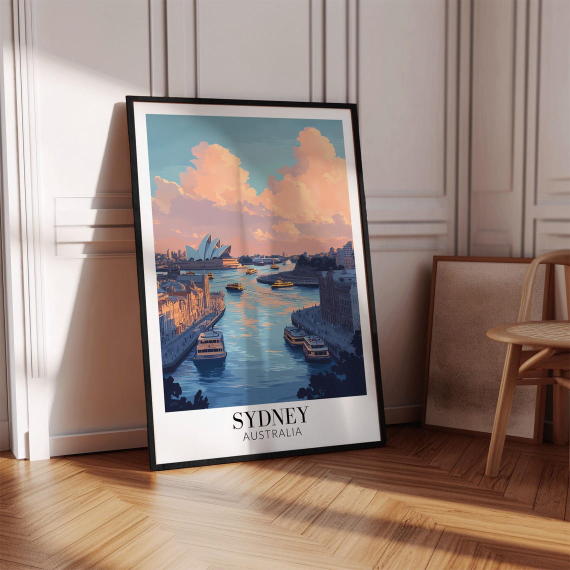 Sydney Harbour Pastel Sunset Watercolor Opera House View Poster - Image 2